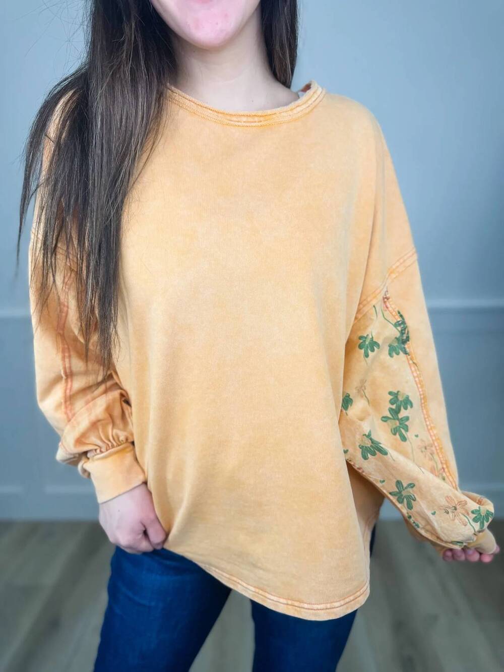 NEW EASEL just winging it cotton blend dolman sleeve top in orange